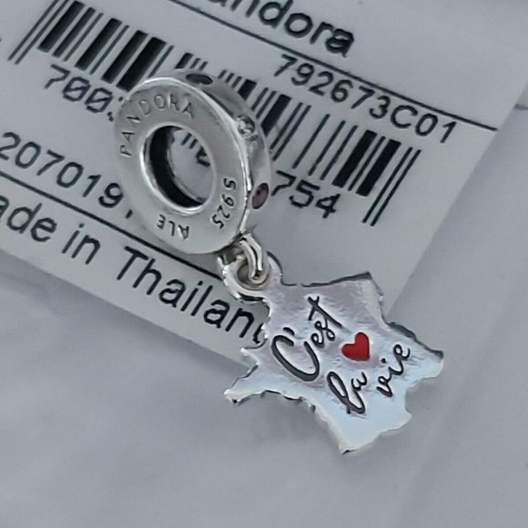 AUTH PANDORA STERLING SILVER *FRANCE EXCLUSIVE* "C'EST LA VIE " Charm - Picture 4 of 9